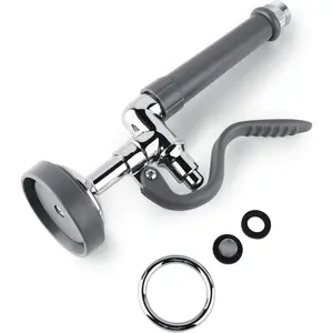 Pre Rinse Sprayer Commercial Sink Sprayer   Valve,1.42GPM Restaurant Sink Dish  with Handle for Commercial Kitchen faucets,Chrome Finished (Grey)