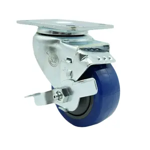 Service Caster COL-SCC-20S3514-PPUB-BLUE-TLB Replacement for Colson Caster 2.03256.95 BRK1 - Polyurethane Swivel Top Plate Swivel Caster with 3.5 in. Blue Wheel & Top Locking Brake