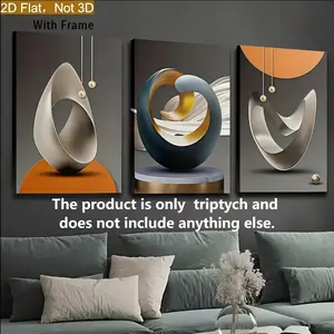 3 Piece Canvas Wall Art, Frameless Oil Painting Art Prints for Interior Decoration, Portrait Orientation Canvas Prints with Inner Frame, No Outer Frame