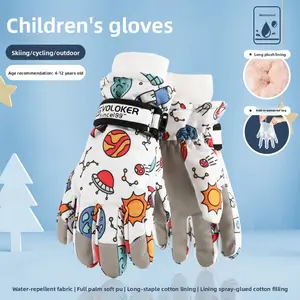 Children's Ski Gloves Winter Thickened Warm Gloves for Girls Winter Windproof Cold-Proof Boys Cycling Gloves