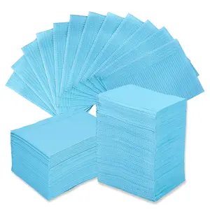 50Pcs 3 Ply Waterproof Blue Dental Bib Sheets Suitable As Tattoo Table Covers And Tattoo Tray Covers