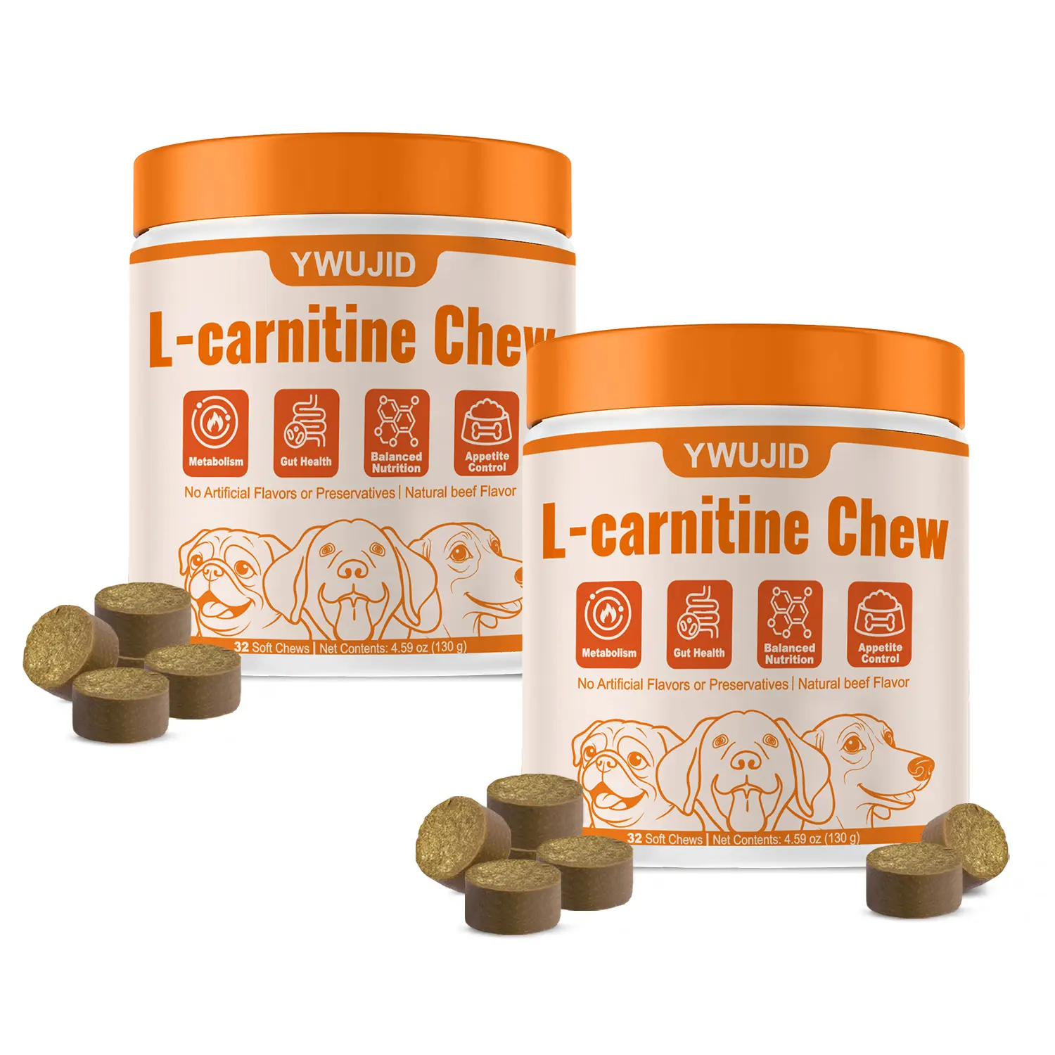 Dog Supplements Soft Chews with L-Carnitine Daily Wellness Nutrition Support for Active Dogs