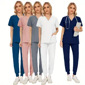 Stylish Women's Nurse Uniform for Skin Care and Surgical Procedures - High-Quality Medical Scrubs Clothes Blue Womenswear Workwear Casual