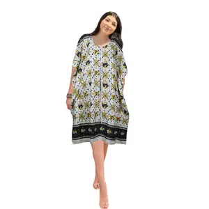 Bohemian Kimono Caftan for Women – Flowy Muumuu Beach Cover-Up SML