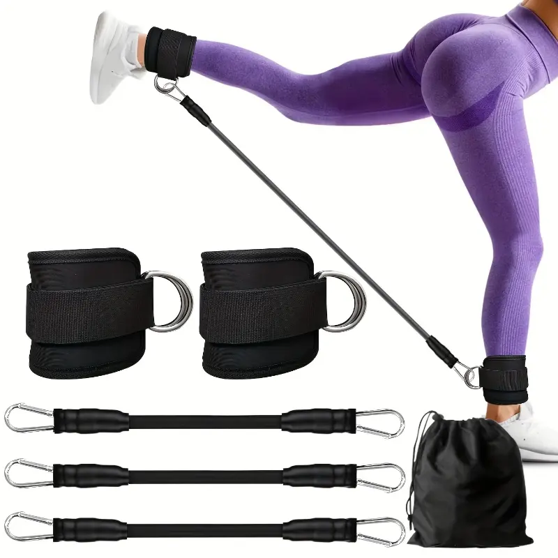 Resistance Bands Set, Black Multi-Level Thermoplastic Rubber Fitness Equipment for Universal Strength Training, Sports and Fitness, with Ankle Straps for Leg & Glute Workouts, Fitness For Everyone