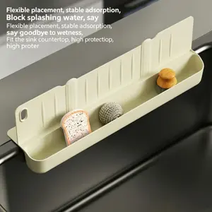 Two-In-One Multi-Functional Sink Splash Guard, Tpr Material, Waterproof, Storage, Kitchen & Bathroom, Fits 43cm+ Sinks, Countertop Protector