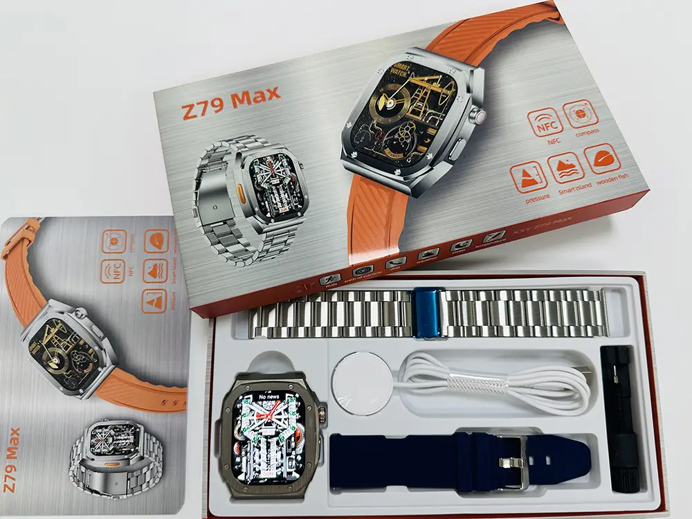 Smart Watch Wireless Charger NFC Bluetooth Call Compass Outdoor Sport Smartwatch Heart Rate Tracking Extra Strap