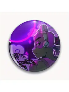 1Pc DIY Craft Buckle - 44mm (1.73 ") Rise of the Teenage Mutant Ninja Turtles Donnie Vaporwave Sticker Pin for Bags, Jackets & Gifts, Holiday Gifts, Party Gifts