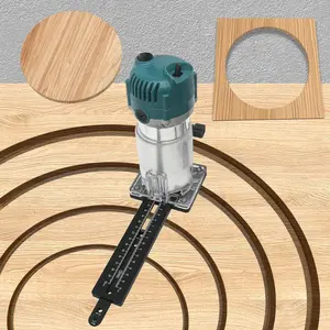 Woodworking Circle Cutting Jig, Circular Slotting Base with Fence for Electric Trimming Machine, Wood Router Milling Bakelite Slotting Guide