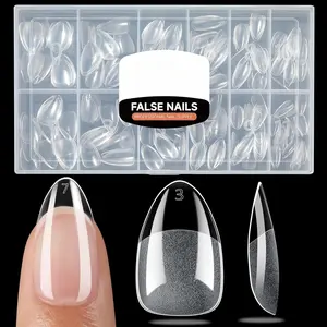 Soft Gel Nail Tips 240pcs Half Matte Clear Gelly Press Kit for Extension Nail Manicure - 12 Sizes Gelly Tips Available