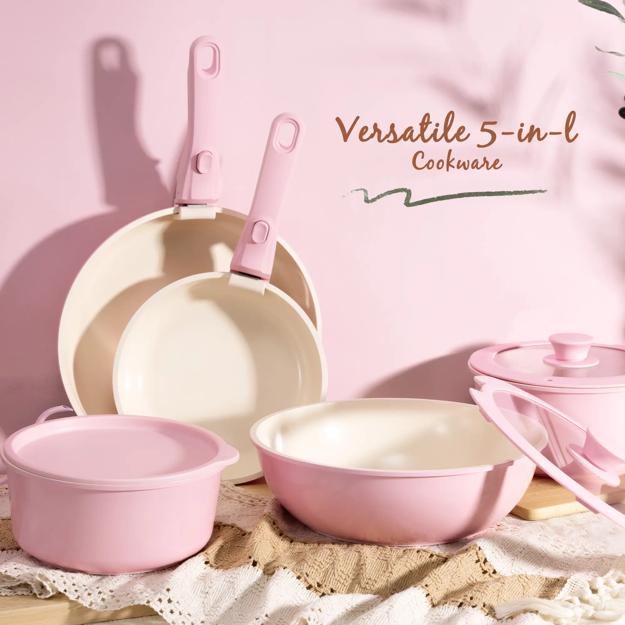 Astercook 21 Pcs Pots and Pans Set Nonstick - Kitchen Cookware Set with Detachable Handle,Dishwasher Oven Safe Aluminum Durability Cooking