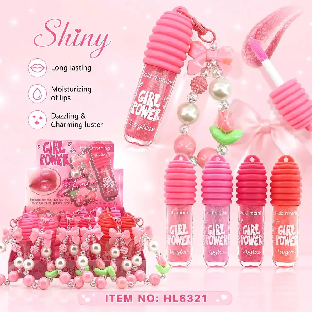 Lip gloss with keychain for hydrated lips