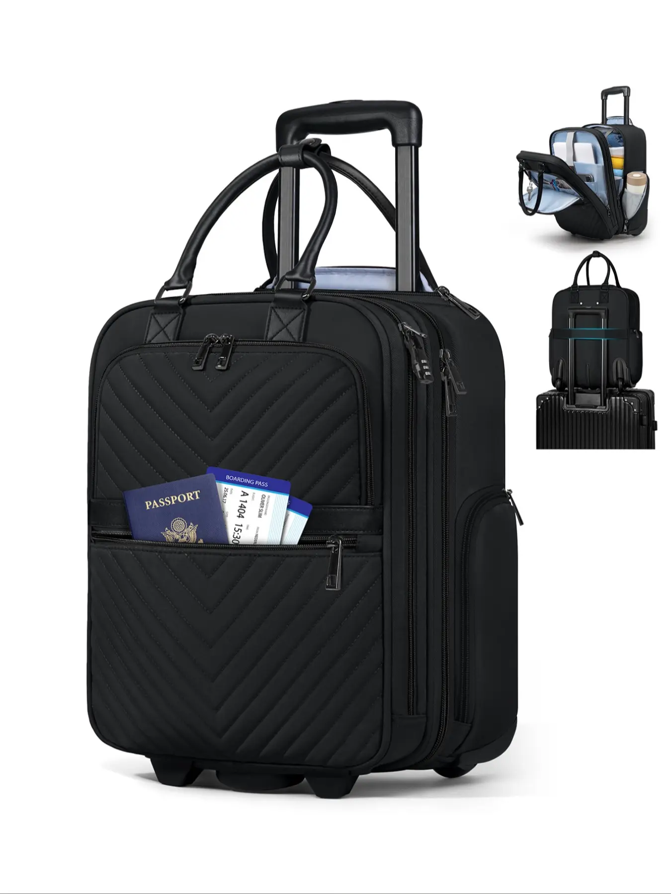 16 Inch Carry on Luggage with Wheels, Lightweight Softside Underseater Travel Suitcases, Durable Overnight Bag, Rolling Carry on Bag for Women Men, Expandable Travel Luggage, Traveling Bags