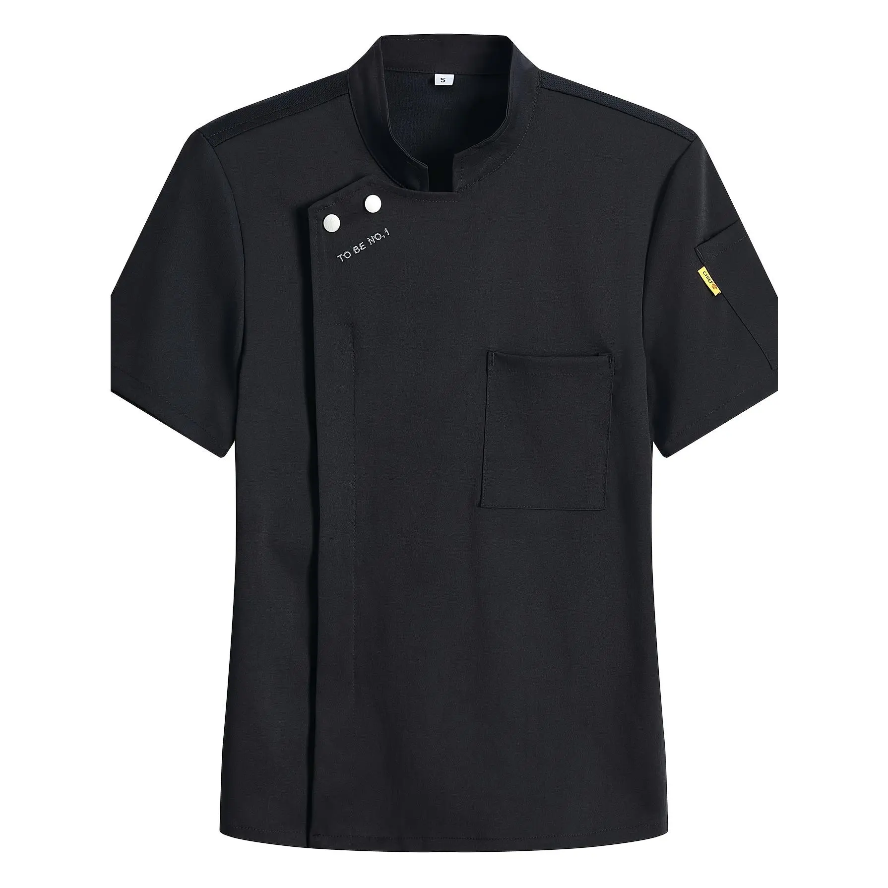 1pc Unisex Chef Uniform Jacket - Short Sleeve, Solid Color (Black/White/Gray), Machine Washable - Ideal for Restaurants, Hotels, Bakeries, and Cooking Schools, Restaurant Uniform Jacket |   Professional Uniform Jacket |   Durable Fabric Jacket