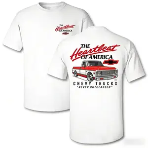 Old School Legend Red Chevy "Never Outclassed" Graphic T-Shirt, Vintage Classic Crewneck Tee for Men, Retro Car Biker Streetwear Top, Y2K Aesthetic, Heather Rust Cotton Blend, Oversized Casual Short Sleeve, Made in USA Gift for Car Fans