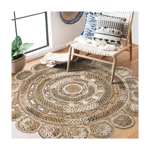 Ox Bay Modern Hand-Braided Circle Jute Indoor Rug, 7'6" Round