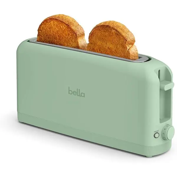bella Fits-Anywhere 2-Slice Slim Toaster, Long Slot & Extra Wide, Seaglass