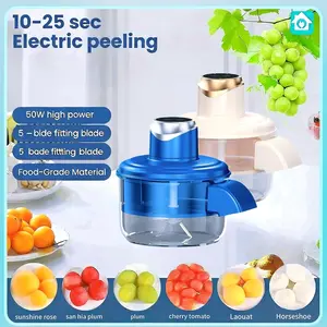 Fast Electric Fruit Peeler for US Kitchens - 1300mAh Battery, 5-Blade Design, Perfect for Peeling Grapes,