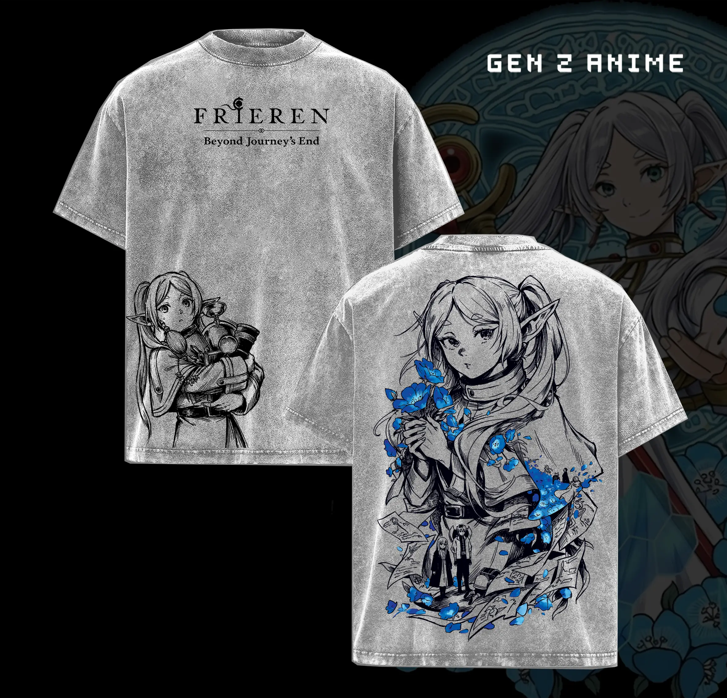 Frieren Beyond Journey’s End T-Shirt – Frieren Anime Graphic Tee, Season 2 Anticipation Design, Vintage Washed Oversized Shirt, Soft Heavy Cotton Streetwear, Unisex Gift for Frieren Fans