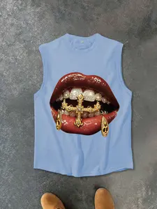 Men's Sleeveless Graphic Tee, Fitted Tank Top, Soft Breathable Fabric, Casual Streetwear, Perfect for Gym and Daily Wear, Comfortable All-Day Style