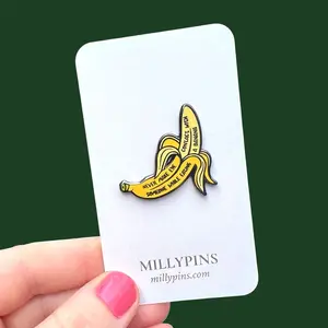 “Never Make Eye Contact” Banana Enamel Pin (Funny Quote)