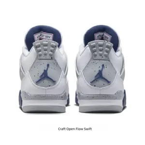 White Leather Midnight Navy Speckled Mid-Top Retro Basketball Shoes