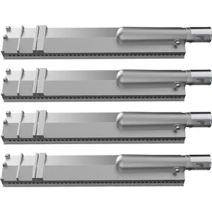 VEVOR Grill Burners, Stainless Steel BBQ Burners Replacement, 4 Packs Grill Burner Replacement, Flame Grill with 15.9" Length Barbecue Replacement Parts with Evenly Burning for for Premium Gas Grills