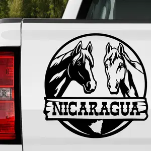 Nicaragua Stickers for Cars - Oracal 651 Vinyl Decal with Unique Map Design & Horses - Ideal for Vehicle Exterior Decoration - High-Quality & Durable - Latin Heritage Pride