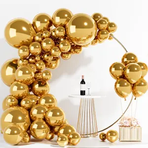 Metallic Gold Balloons Different Sizes 139PCS 18/12/10/5 Inch Chrome Gold Balloon Garland Arch Kit Quality Latex Balloons Gold Decorations for Wedding Party Birthday Graduation Shower