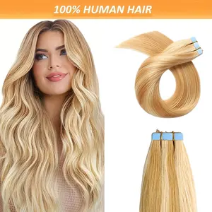 2025 NEW Fashionable 16-28 Inch Tape in Hair Extensions Human Hair # 27/613 Straight Tape Ins 1 Pack/20pcs Tape in Human Hair
