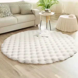Round Shaped Soft Plush Rug, Circle Fluffy Shaggy Carpet, 1 Piece Non-slip Decorative Mat, Modern Rug for Living Room, Bedroom, Nursery, Game Room, Dormitory, Solid Color Area Rug, Aesthetic Room Decor, Thick Comfort Floor Mat