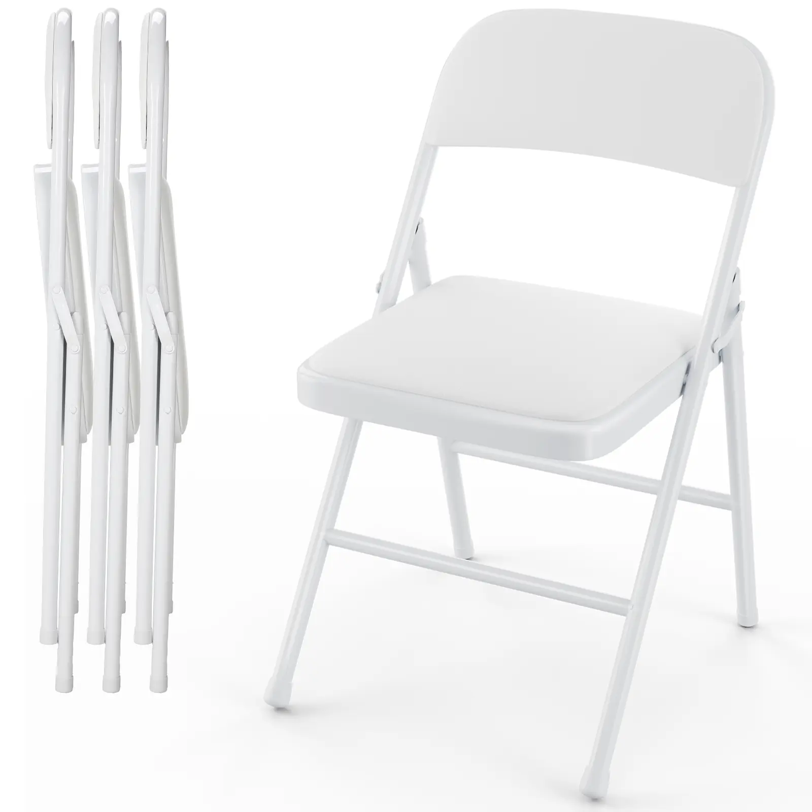 Arlopu Resin Folding Chairs with Padded Seats, Comfortable Foldable Chair for Events Indoor and Outdoor, Parties, Weddings, Garden and Patio, 350 lbs Capacity, Black/White homeessentials