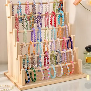 Wooden Bracelet Rack, 4-Layer 6-Layer Bracelet Organizer, Detachable Earrings Bracelets Watches Necklaces Display Rack, Rustic Style Jewelry Organizer Display, Suitable for Home, Jewelry Storage Unit, Jewelry Holder Organizer