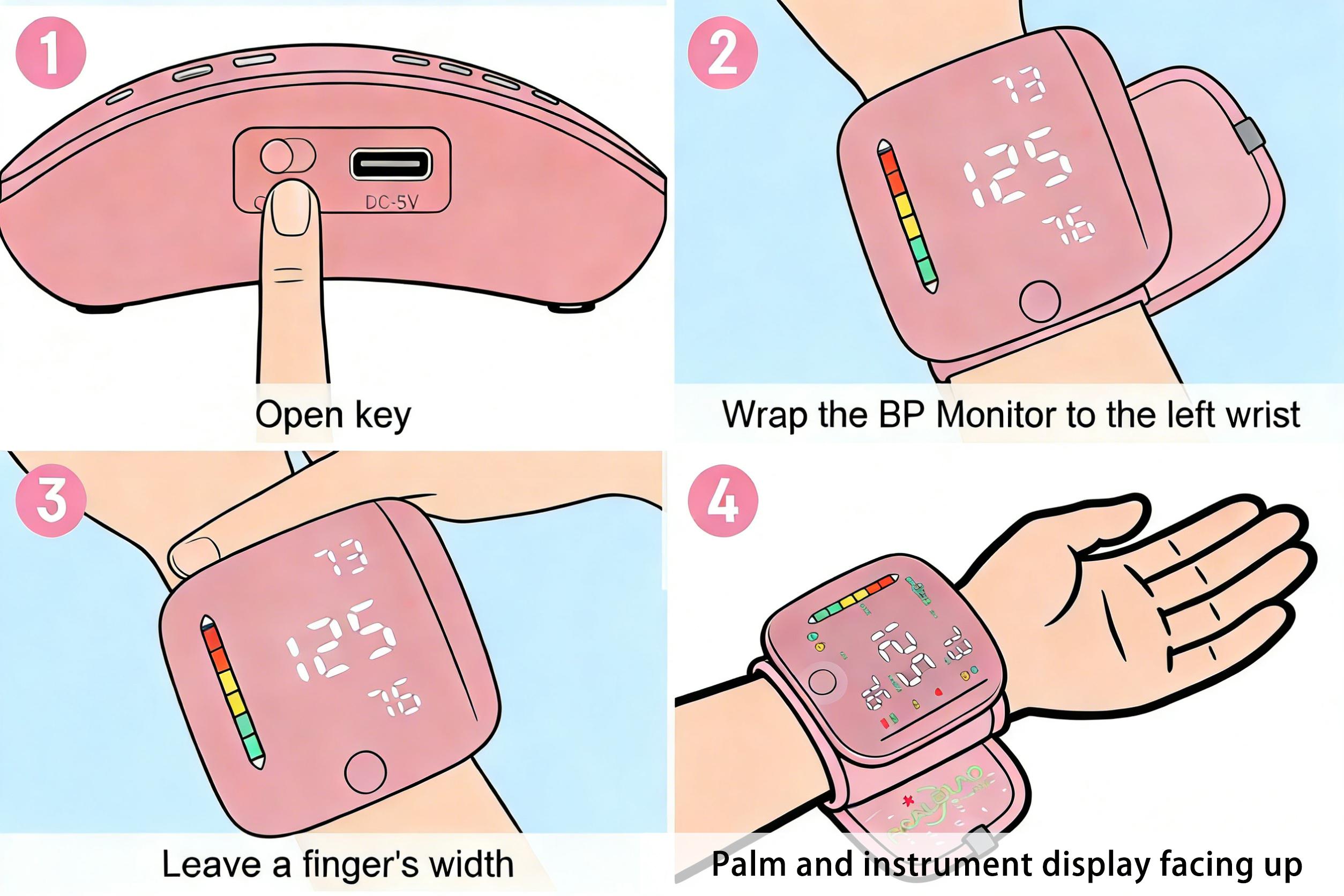 Ziqing Wrist Blood Pressure Monitor - LED Display, Touch Screen Cuff, 99x2 Reading Memory, Carrying Case for Home Healthcare, Daily Use, Mens Gifts
