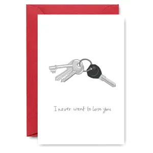 1PC Sweet Valentine's Day Greeting Card, "I Never Want to Lose You" Key Design, For Romantic Partners, Perfect for Expressing Commitment on Valentine's Day