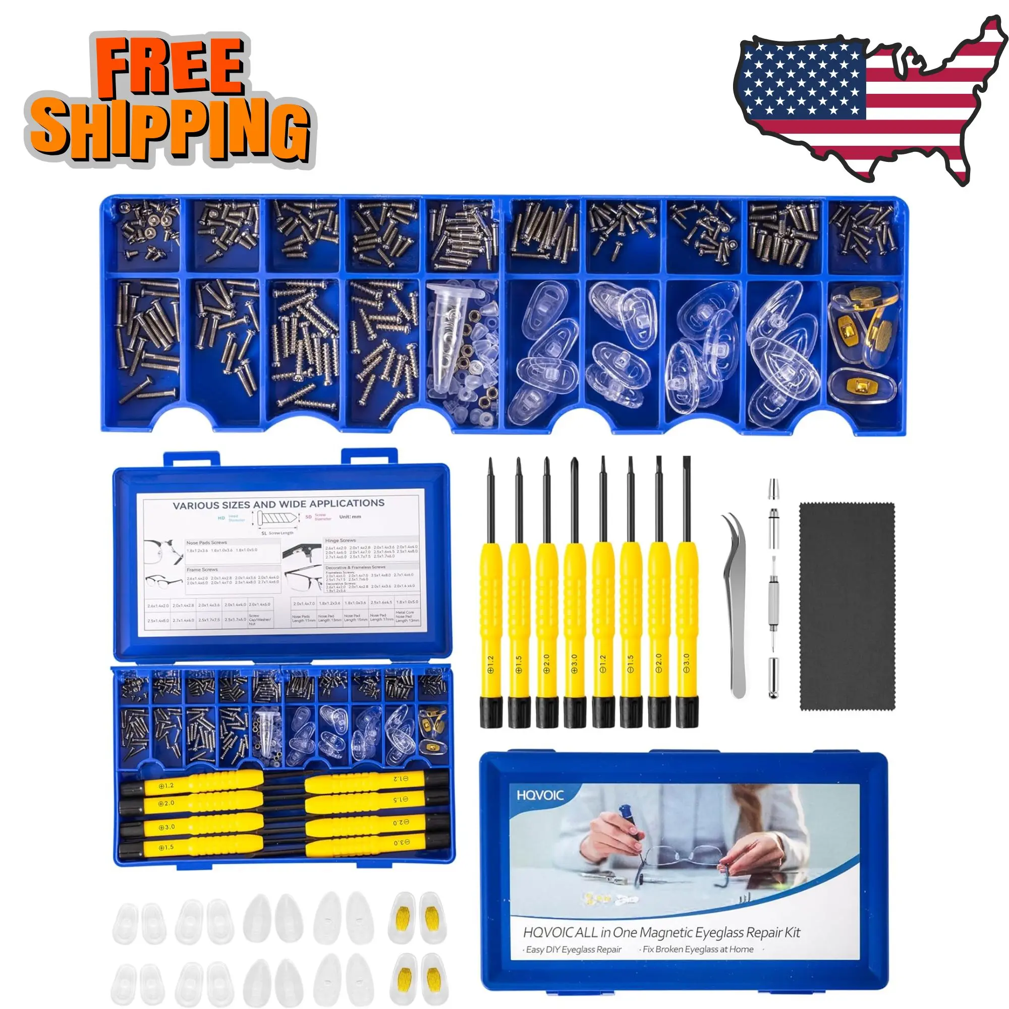 Upgraded All-in-One Magnetic Eyeglass Repair Tool Kit with Screws, Glasses Fixing Kit