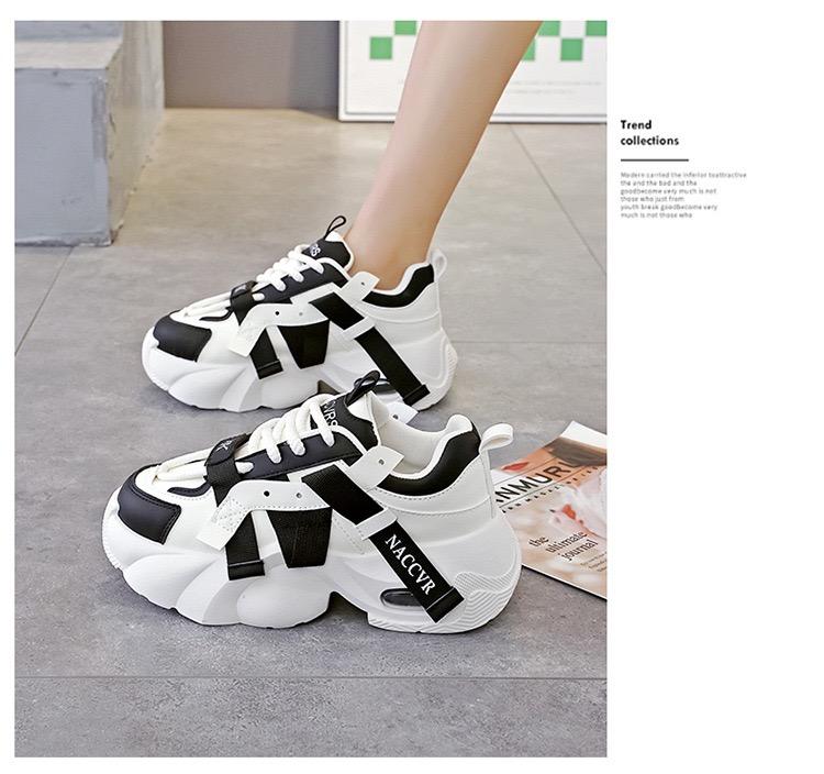 2025 Spring Thick-Soled Height-Increasing Dad's Shoes for Women, Unique Design, Versatile Sports Casual Sneakers Beige Black