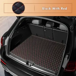 Waterproof Trunk Mat Heavy Duty Cargo Liner Universal Fit for SUV Sedan Truck All Weather Non Slip Leather Grain Easy Clean Black Red
