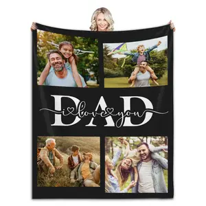 Fathers Day Gifts Custom Blanket With Your Own Photos Personalized Throw Blankets For Dad Birthday Present,Send your blanket picture to the merchant via private message.