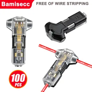 100pcs T1 Quick Wire Connectors, Puncture Type No Soldering, 2-Pin Wire Splicing Connector, LED Strip Lights, Car 24-20awg Wires
