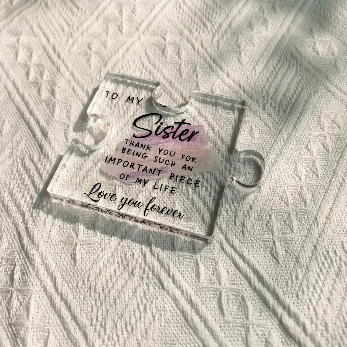 Sisters Acrylic Jigsaw Plaque 3.5×4in Custom Friendship Keepsake Assemblable 2D Puzzle Photography Prop Sentimental Gift for Sisters Best Friends Birthdays Weddings Thanksgiving Christmas