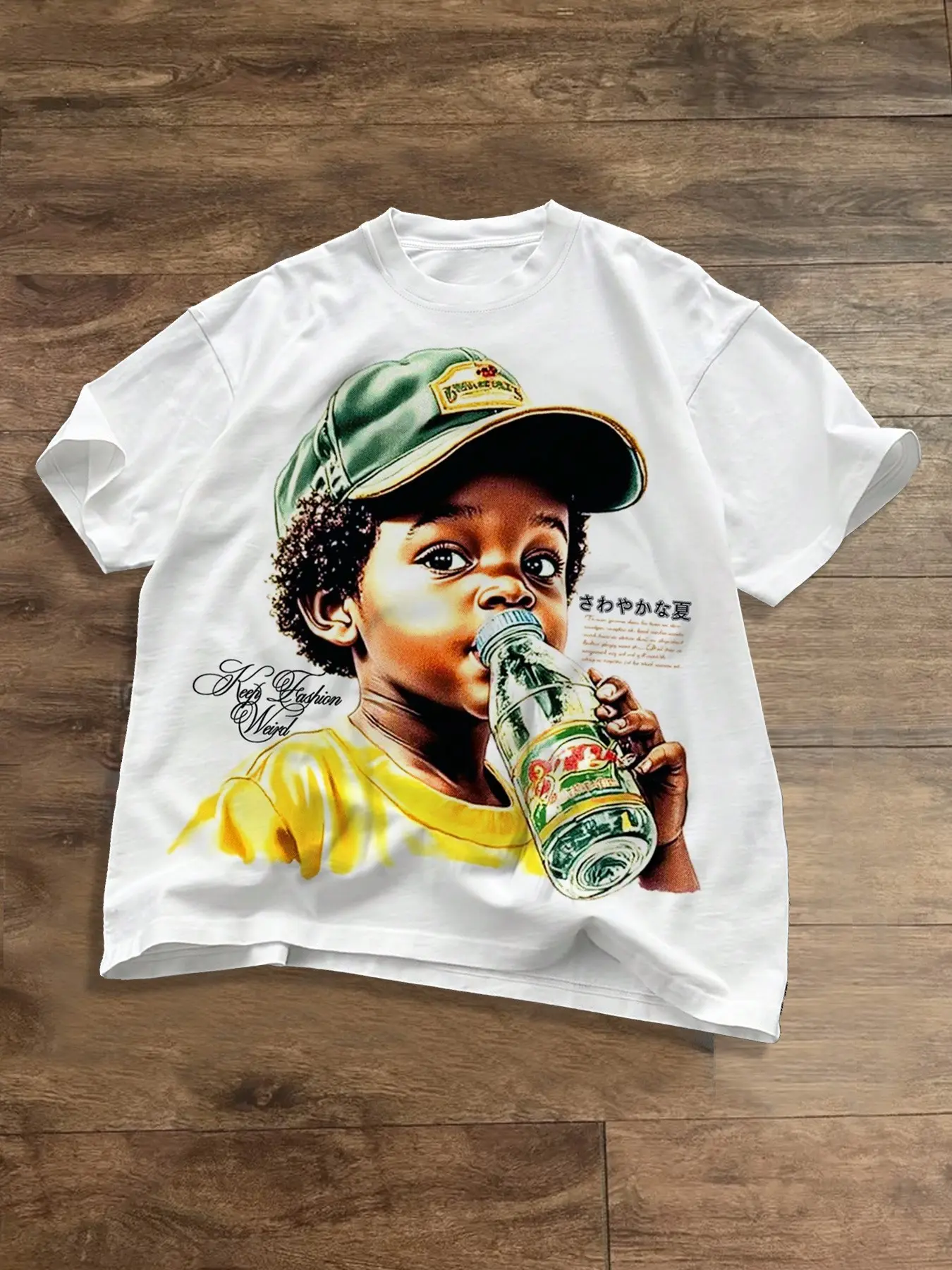 Cartoon boy print cotton Fabric short sleeved loose T-shirt for both men and women with dirty braids, European and American street fashion trend Aesthetic Casual shirt, Streetwear, American retro Vintage short sleeved Y2K, Menswear