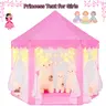 Pink Princess Castle Play Tent for Girls (24 Months-8 Yrs, 3-4 Yrs Incl) - Plastic Hexagon Playhouse with Star Lights, 55x53in Portable Transportation-Friendly Indoor Toy, Home Decoration Gift