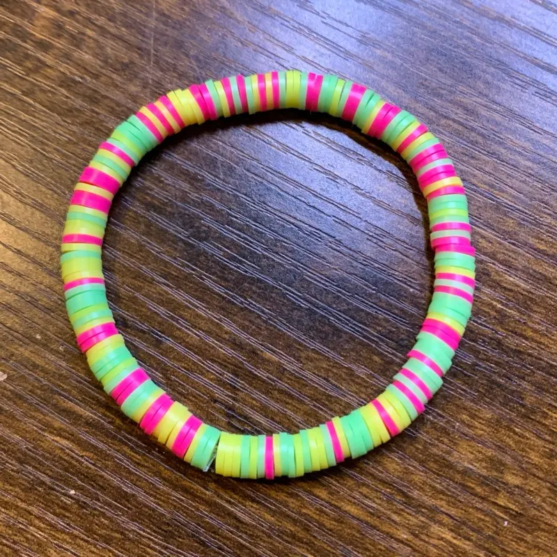 Highlighter Heishi Bracelet Polymer Clay Bracelet Neon Pink, Neon Yellow, & Neon Green Fashion Accessory