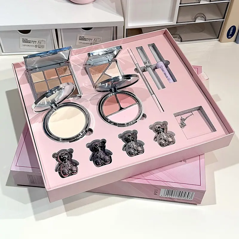 12Pcs Full Starter Makeup Kit, Cute Bear Themed All-in-One Cosmetic Gift Set, Beauty Kit, Makeup Palette Set, Make Up Sets for Beginners