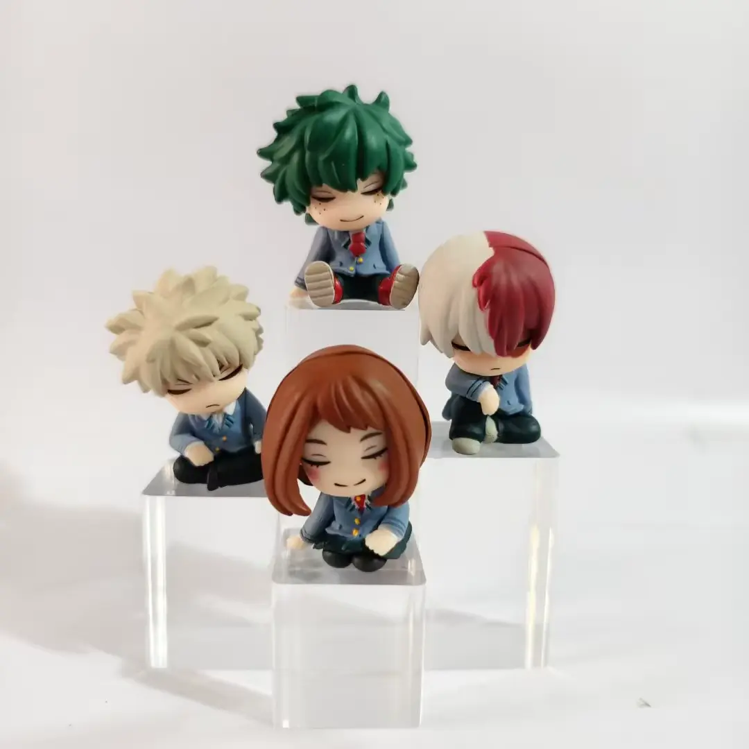 4Pcs/Set Midoriya / Bakugo School Uniform Cute Sleeping PVC Action Figure Toys Bandai toy