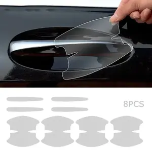 8 Piece Transparent PVC Car Door Handle Protector, Scratch Resistant & Waterproof, Easy Install Adhesive Film for All Vehicles