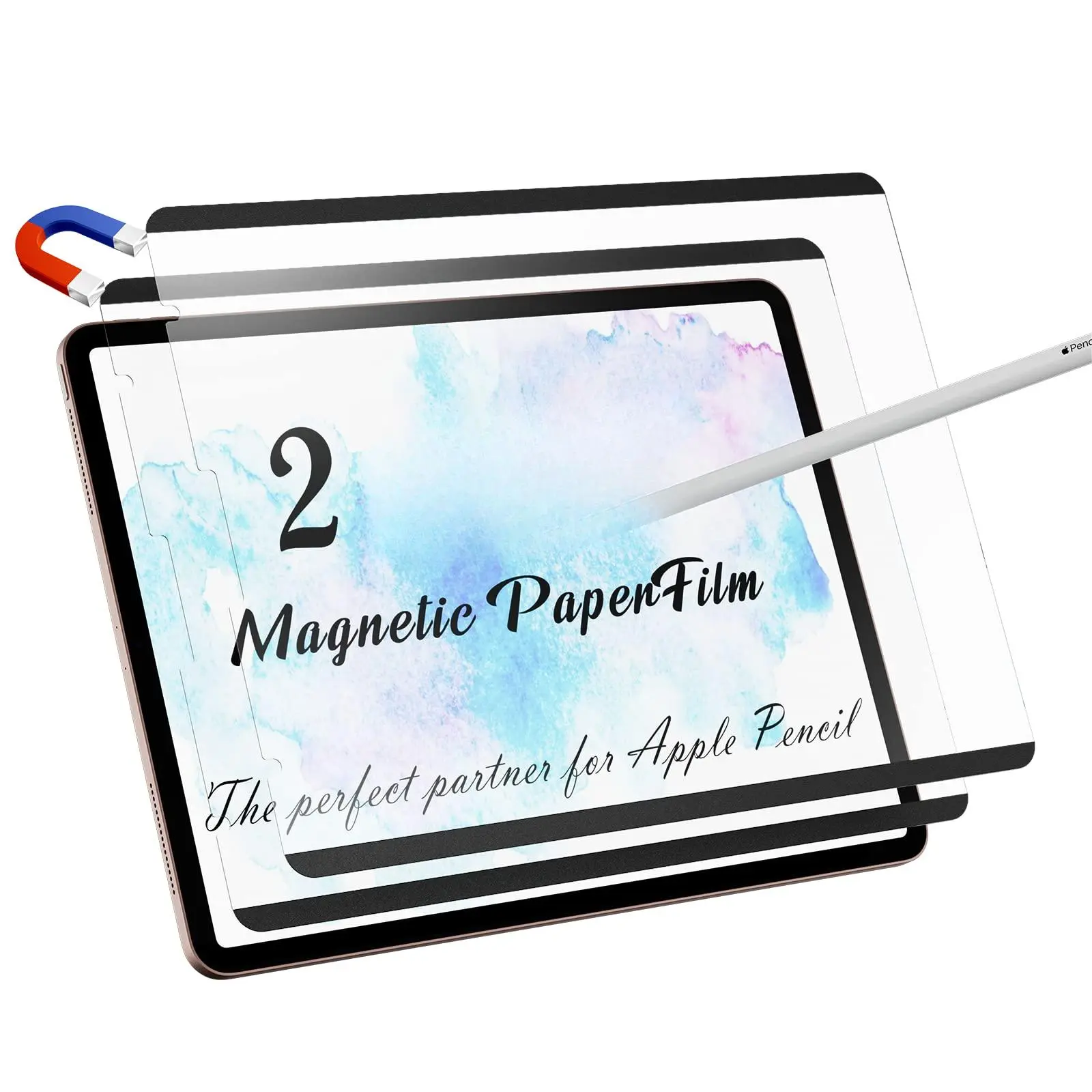 2 Pack Magnetic Paperfilm For Ipad 9th & 7th Generation  Air 3 Pro 10.5in - 10.2 Inch Feel Like Writing/drawing On Paper Removable Matte Anti-glare Blue Light Screen Protector