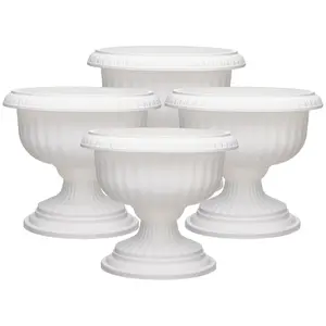 Southern Patio Dynamic Outdoor Resin Grecian Urn Planter Pot, White (4 Pack)