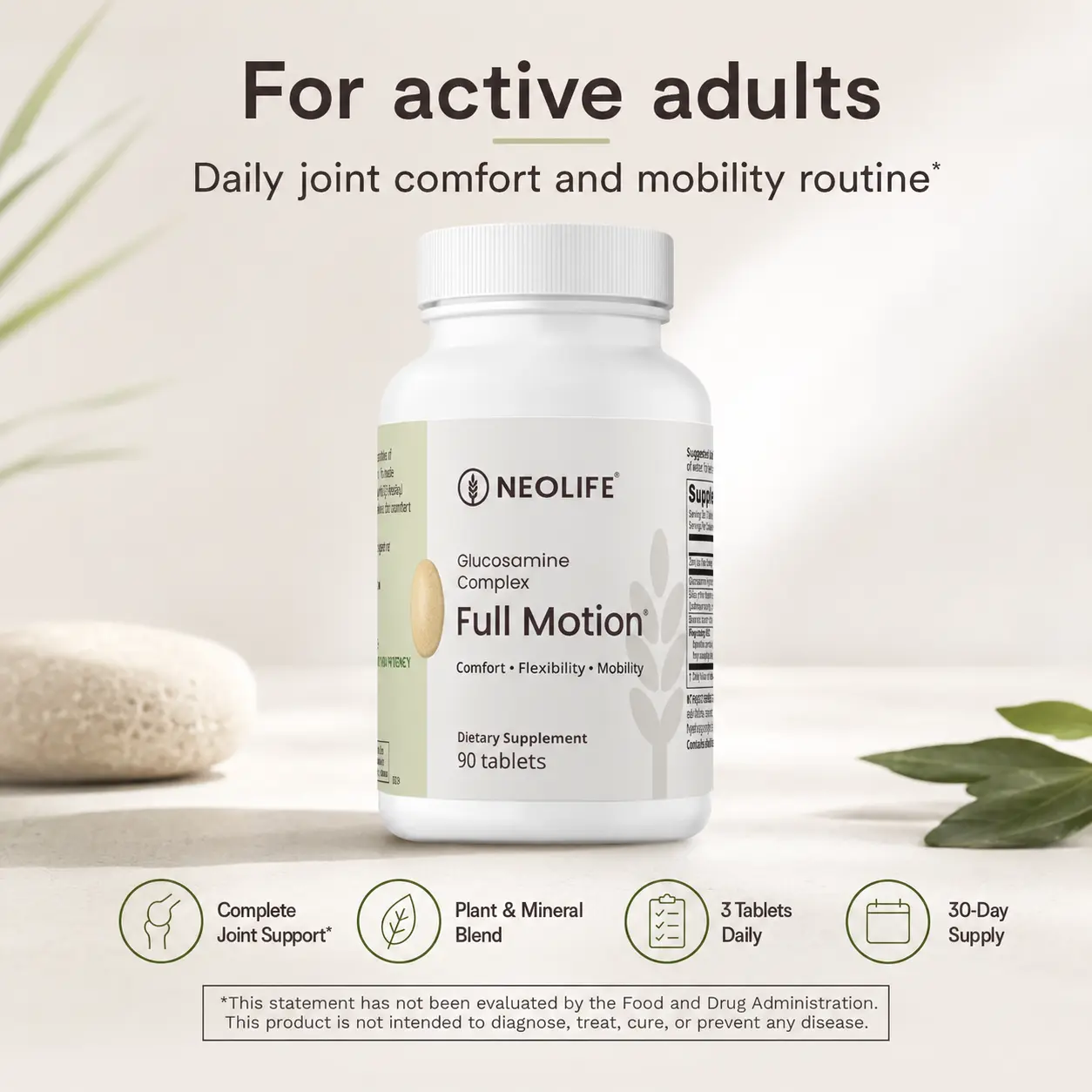 NeoLife Full Motion Glucosamine Complex Tablets | Joint Comfort Flexibility Mobility Support | Herbal Mineral Dietary Supplement for Adults | 90 Tablets